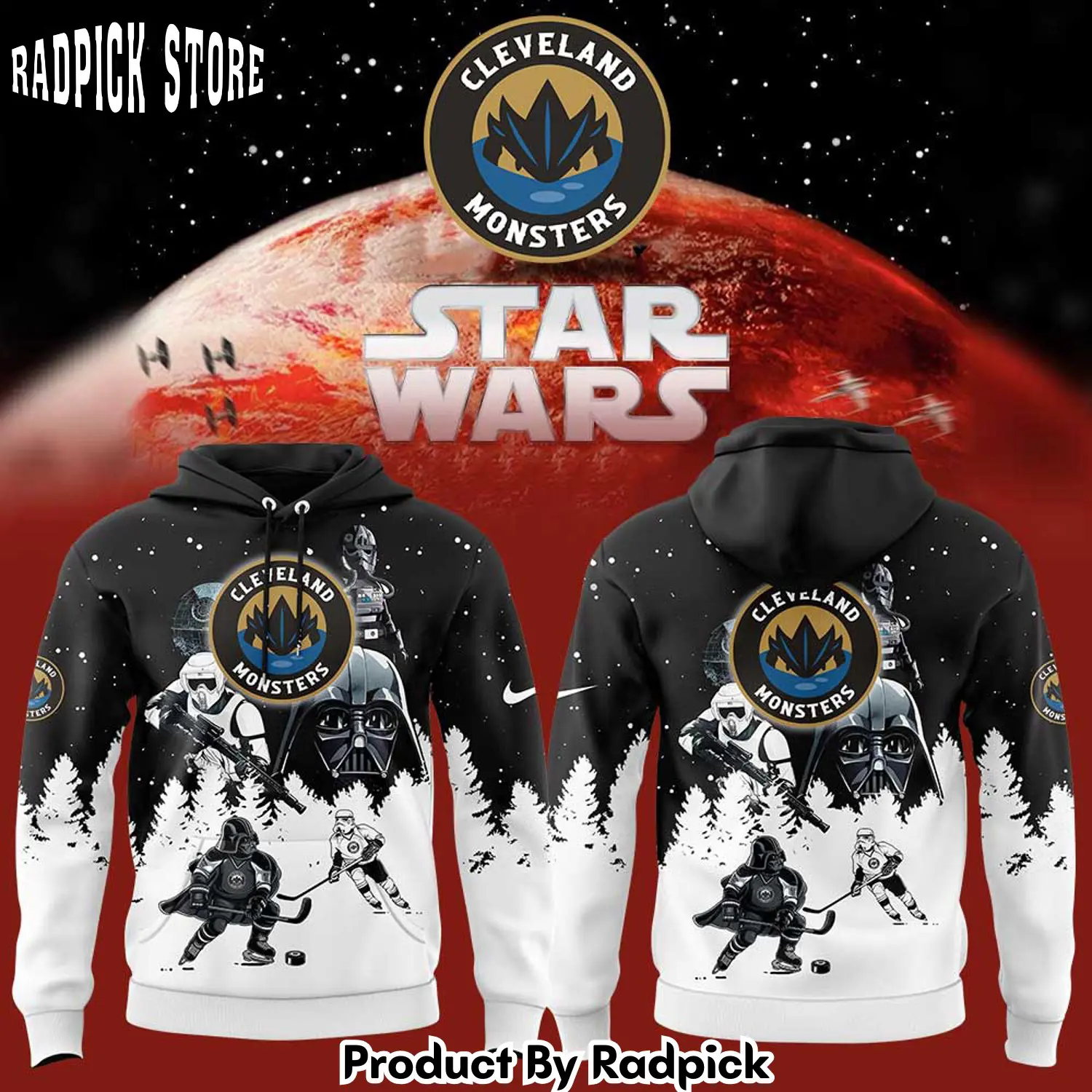 Cleveland monsters star wars uniform hoodie joggers hoodie and long pants set rp291835